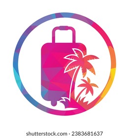 Travel Bag logo design template. Coconut tree with suitcase logo design template concept.