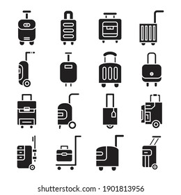 travel bag and luggage glyph icons