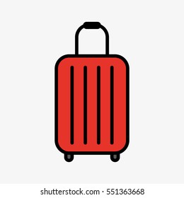 Travel Bag on Wheels Minimal Colorful Flat Line Stroke Icon Pictogram Symbol Illustration