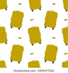 Travel bag seamless pattern, suitcase. Flat vector illustration