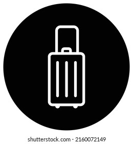 Icono simple de bolsa de viaje. vector. Diseño plano. Icono blanco en círculo negro. Fondo blanco.ai