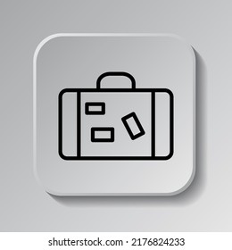 Reisetasche einfache Symbol Vektorgrafik. Flaches Design. Schwarzes Symbol auf der quadratischen Schaltfläche mit Schatten. Grauer Hintergrund.ai