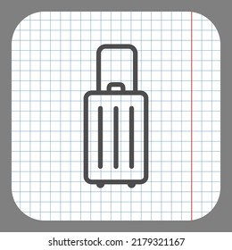 Travel bag simple icon. vector. Flat design. On graph paper. Grey background.ai