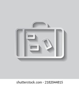 Vector de icono simple de bolsos de viaje. Diseño plano. Estilo de papel con sombra. Fondo gris.ai