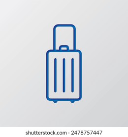 Travel bag simple icon. vector. Flat design. Paper cut design. Cutted blue symbol with shadow. Gray background.ai