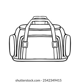 Travel bag for travel, sports bag line vector