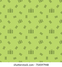 Travel Bag And Tickets Seamless Pattern Background