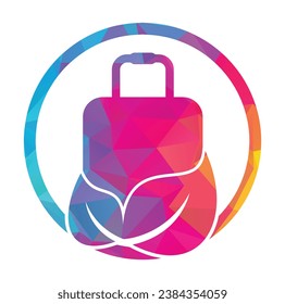 Travel bag and tree logo design. Leaf with Suitcase logo design concept vector.