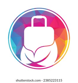 Travel bag and tree logo design. Leaf with Suitcase logo design concept vector.