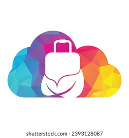 Travel bag and tree logo design. Leaf with Suitcase logo design concept vector.