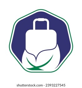 Travel bag and tree logo design. Leaf with Suitcase logo design concept vector.