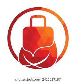 Travel bag and tree logo design. Leaf with Suitcase logo design concept vector.