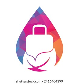 Travel bag and tree logo design. Leaf with Suitcase logo design concept vector.