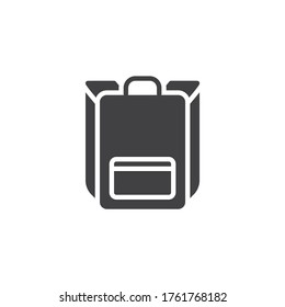 Travel bag vector icon. filled flat sign for mobile concept and web design. School bag, backpack, rucksack glyph icon. Symbol, logo illustration. Vector graphics