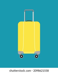 Travel bag vector illustration. Vacation concept. Flat style. 
Concept of vacation or business trip. Yellow Travel Suitcase. Travel to World. Road trip. Tourism.  Journey. 