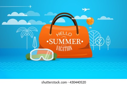 Travel bag vector illustration. Vacation concept with the bag