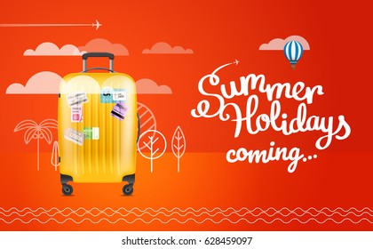 Travel bag vector illustration. Vacation concept with the bag