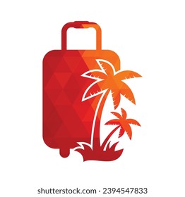 Travel Bag vector logo design template. Coconut tree with suitcase logo design template concept.