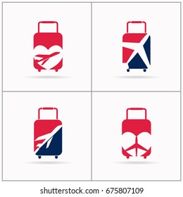 Travel bag vector logo design. Beautiful tourism and travel logos.