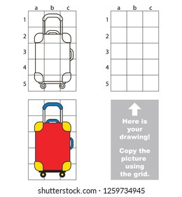 Travel bag, the vertical educational game with simple game level. Copy the symmetric picture.