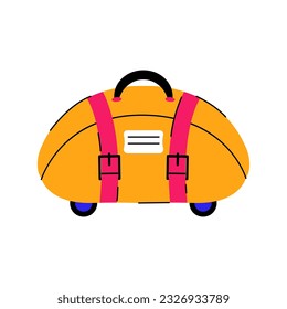 Travel bag with wheels. Luggage for tourism concept. Flat vector illustration isolated on white background.