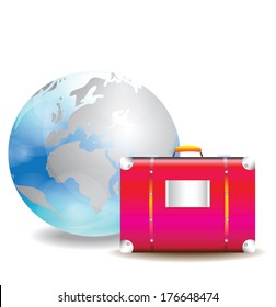 travel bag and world vector