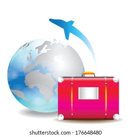 travel bag and world vector