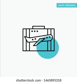 Travel, Baggage, Business, Case, Luggage, Portfolio, Suitcase turquoise highlight circle point Vector icon. Vector Icon Template background