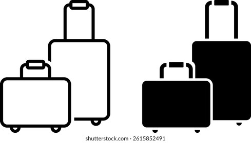 Travel Baggage Icon Vector Set. Outline Luggage Symbol