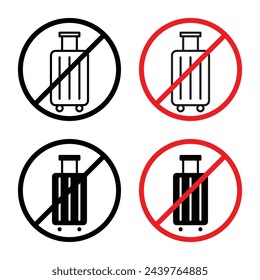 Travel Baggage Prohibition Notice. No Luggage or Briefcase Allowed. Hand Bag Ban Symbol