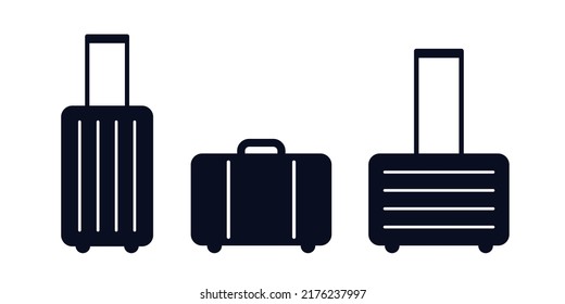 Travel baggage and suitcase symbols vector icons