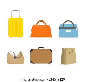 Travel bags collection isolated on white