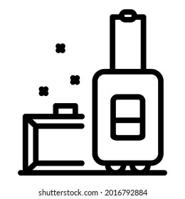 Travel bags hitchhiking icon. Outline travel bags hitchhiking vector icon for web design isolated on white background