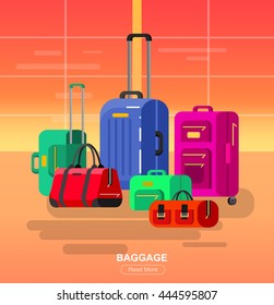 Travel bags in various colors. Luggage suitcase and bag