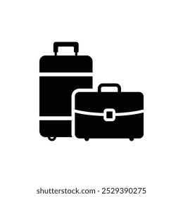 Travel bags vector icon. Baggage suitcase icon. Vacation vector icon illustration