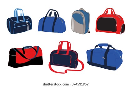 Travel bags vector illustration. Travel bags isolated on white background. Travel bags collection. 