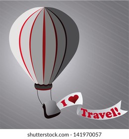 travel balloon  over gray  background vector illustration