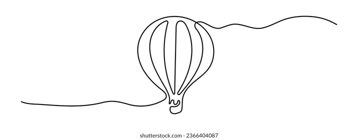 Travel Balloon shape drawing by continuous line, thin line design vector illustration