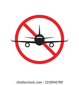 Travel Ban Icon Design. No Flight Icon, No Fly Zone, Ban Travel On Plane, Isolated On White Background