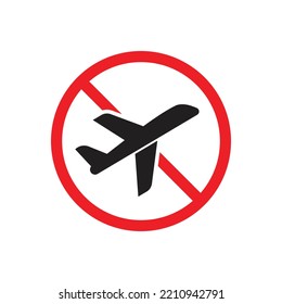 Travel Ban Icon Design. No Flight Icon, No Fly Zone, Ban Travel On Plane, Isolated On White Background