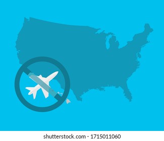 Travel ban in the United States. Coronavirus outbreak. Covid-19 vector.