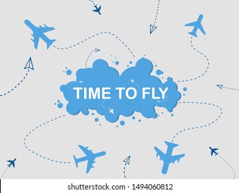 Travel banner and advertise with sky traveling vector and bubble flat design for tourism commercial and business in holiday.