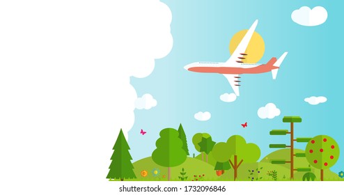 Travel banner background with Airplane. Vector Illustration EPS10