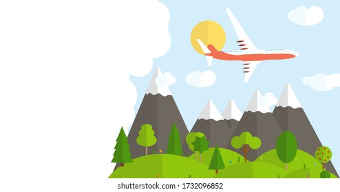 Travel banner background with Airplane. Vector Illustration EPS10