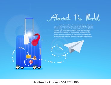 Travel banner, concept is luggage and text