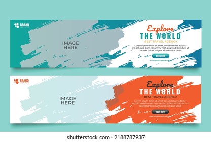 Travel banner design template. Social media cover page design, LinkedIn banner design.