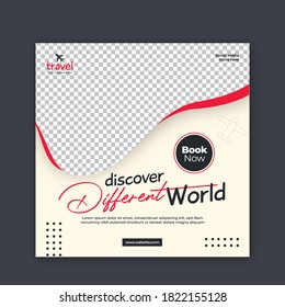 Travel Banner, Editable square banner template