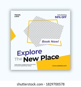 Travel Banner, Editable square banner template