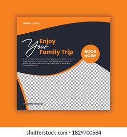 Travel Banner, Editable square banner template