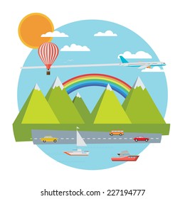 Travel banner. Flat vector illustration.